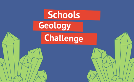 schools geology challenge with green crystals either side of wording